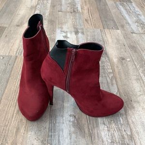 Thalia Sodi Burgundy Suede Heeled Booties